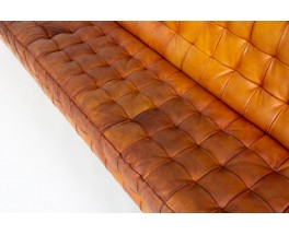 Vintage leather bench, unique custom-made piece, 1980
