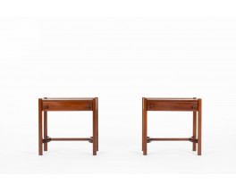 Pair of vintage mahogany bedside tables by Jacques Hauville for Roche Bobois, France 1950s