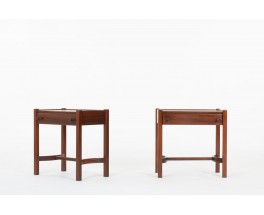 Pair of vintage mahogany bedside tables by Jacques Hauville for Roche Bobois, France 1950s