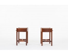Pair of vintage mahogany bedside tables by Jacques Hauville for Roche Bobois, France 1950s
