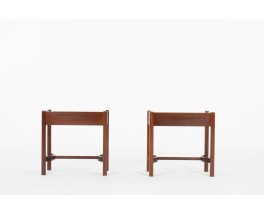 Pair of vintage mahogany bedside tables by Jacques Hauville for Roche Bobois, France 1950s