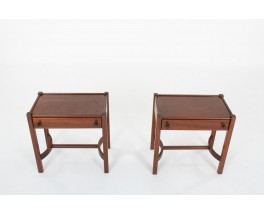 Pair of vintage mahogany bedside tables by Jacques Hauville for Roche Bobois, France 1950s