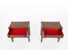 Pair of vintage mahogany bedside tables by Jacques Hauville for Roche Bobois, France 1950s