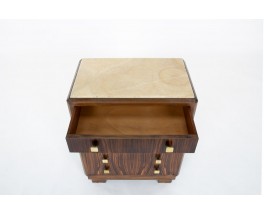 Meuble Art Déco en Ébène de Macassar, Palissandre & Plateau Quartz – Années 1930