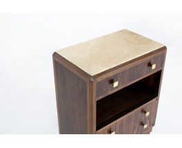Meuble Art Déco en Ébène de Macassar, Palissandre & Plateau Quartz – Années 1930