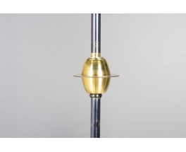 Suspension vintage 3 feux en laiton, métal et verre – Années 50