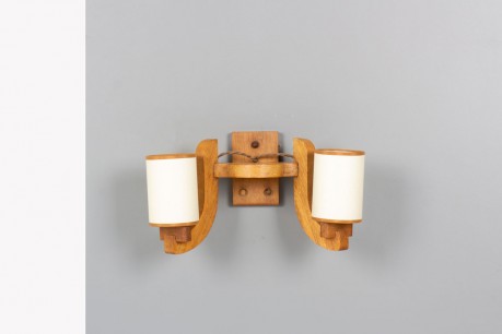 Oak Wall Light by Guillerme and Chambron for Votre Maison 1950
