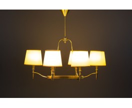 Vintage 6-Light Brass Chandelier Petitot Edition 1940