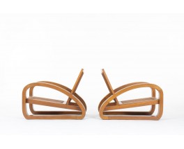Fauteuils en teck et cannage 1950 set de 2
