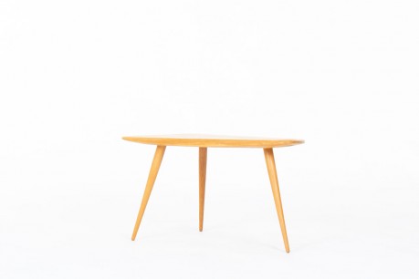 Table basse tripode modèle 44 en chêne – Pierre Cruège design vintage 1950