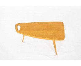 Model 44 tripod coffee table in oak – Pierre Cruege vintage design 1950