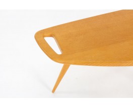 Model 44 tripod coffee table in oak – Pierre Cruege vintage design 1950