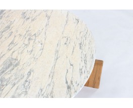 Round Coffee Table – Calacatta Marble Top from 1970 and hand made Oak Base