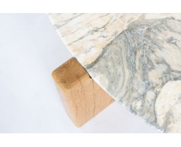 Round Coffee Table – Calacatta Marble Top from 1970 and hand made Oak Base