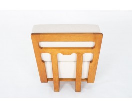 Paire de chauffeuses Guillerme et Chambron – Chêne et tissu beige, édition Votre Maison 1950