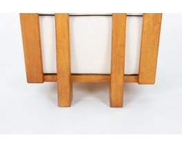 Paire de chauffeuses Guillerme et Chambron – Chêne et tissu beige, édition Votre Maison 1950