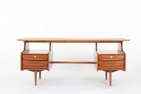 Bureau Jacques Hauville en Acajou 1950 – Édition Bema, Élégance et Artisanat