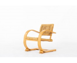 Audoux Minet armchair in rope and beech edition Vibo Vesoul 1950