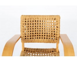 Audoux Minet armchair in rope and beech edition Vibo Vesoul 1950