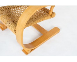 Fauteuil Audoux Minet corde et hêtre édition Vibo Vesoul 1950
