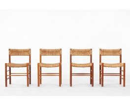 Chaises modèle Dordogne en frêne et paille édition Sentou 1950 set de 4