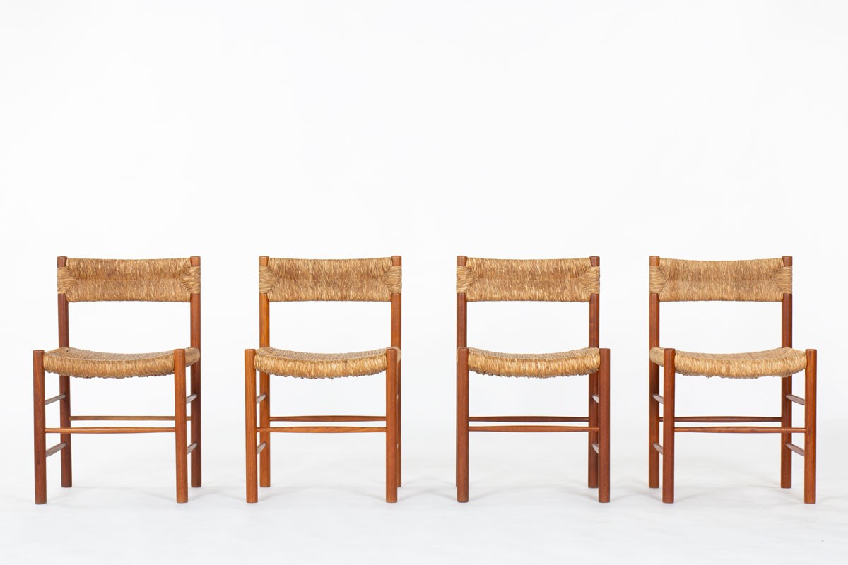 Chairs model Dordogne in ash and straw edition Sentou 1950 set of 4
