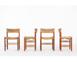 Chaises modèle Dordogne en frêne et paille édition Sentou 1950 set de 4