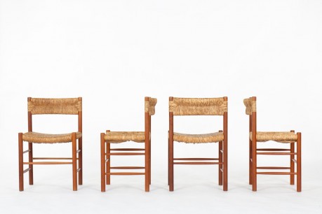 Chairs model Dordogne in ash and straw edition Sentou 1950 set of 8