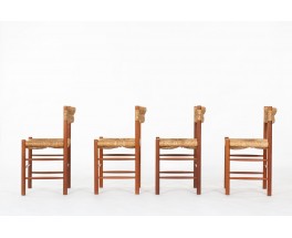 Chaises modèle Dordogne en frêne et paille édition Sentou 1950 set de 4