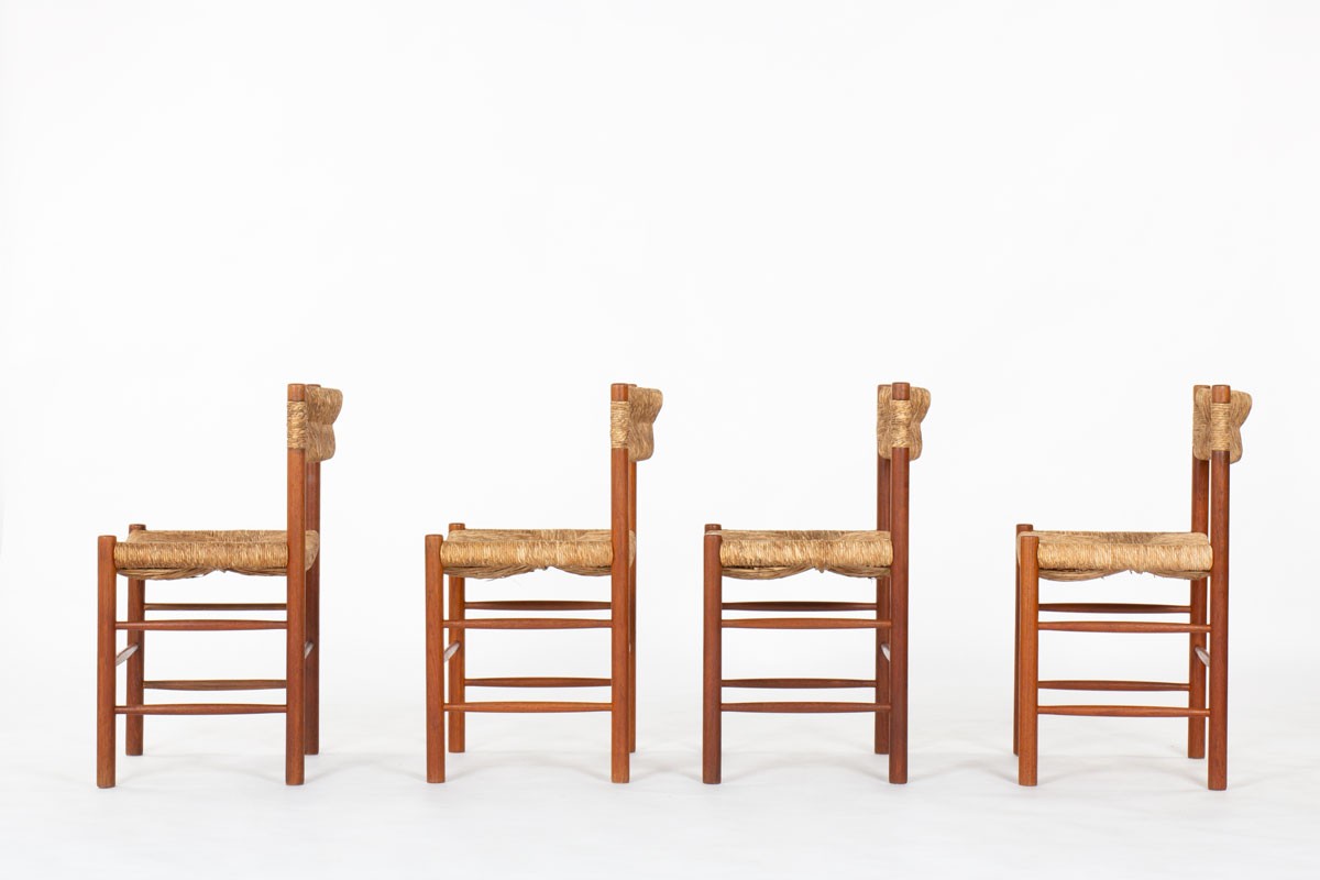 Chairs model Dordogne in ash and straw edition Sentou 1950 set of 4