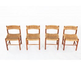 Chaises modèle Dordogne en frêne et paille édition Sentou 1950 set de 4