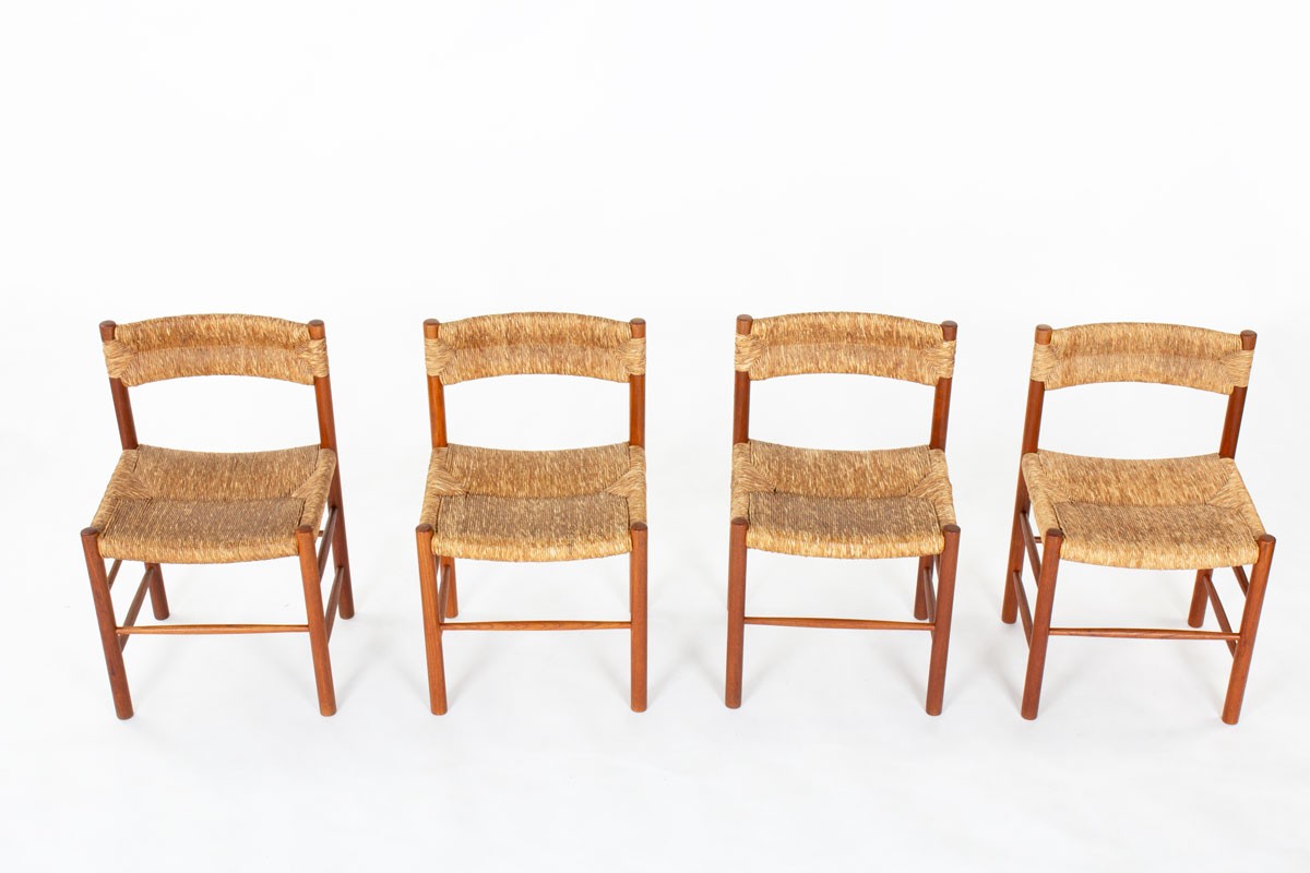 Chairs model Dordogne in ash and straw edition Sentou 1950 set of 4