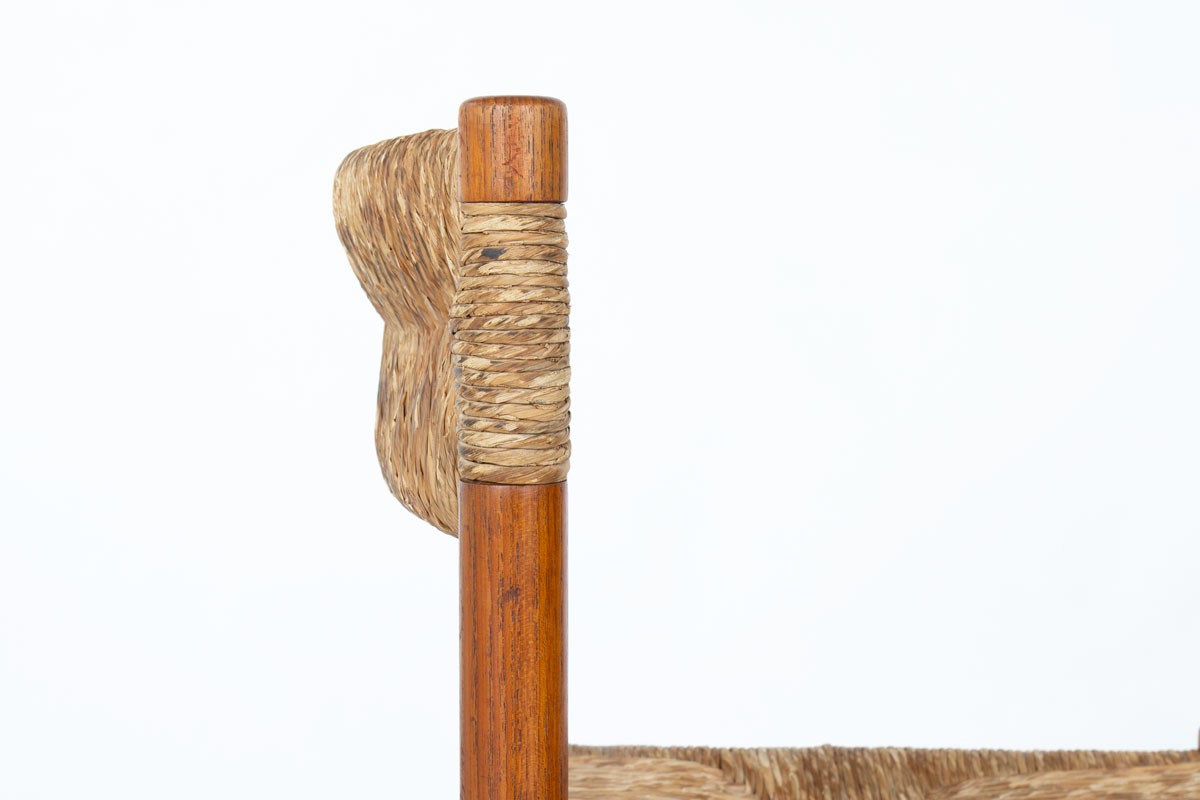 Chairs model Dordogne in ash and straw edition Sentou 1950 set of 4