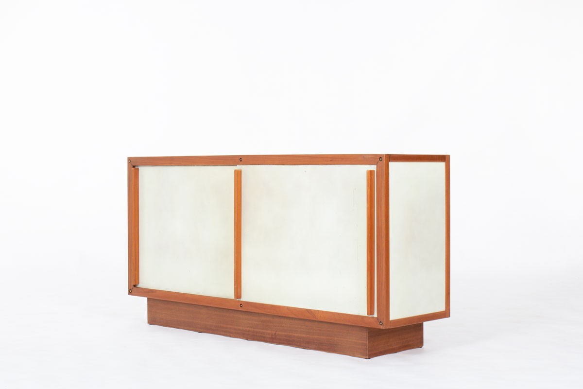 Meuble André Sornay hêtre et panneaux beige 1960