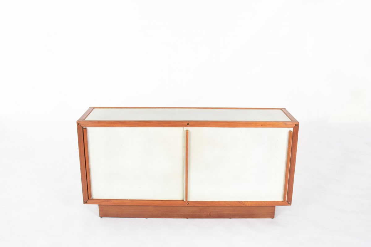 Meuble André Sornay hêtre et panneaux beige 1960