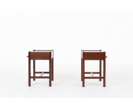 Pair of vintage mahogany bedside tables by Jacques Hauville for Roche Bobois, France 1950s