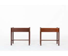 Pair of vintage mahogany bedside tables by Jacques Hauville for Roche Bobois, France 1950s