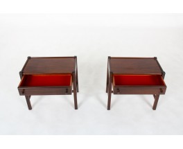 Paire de chevets vintage en acajou par Jacques Hauville pour Roche Bobois, France 1950