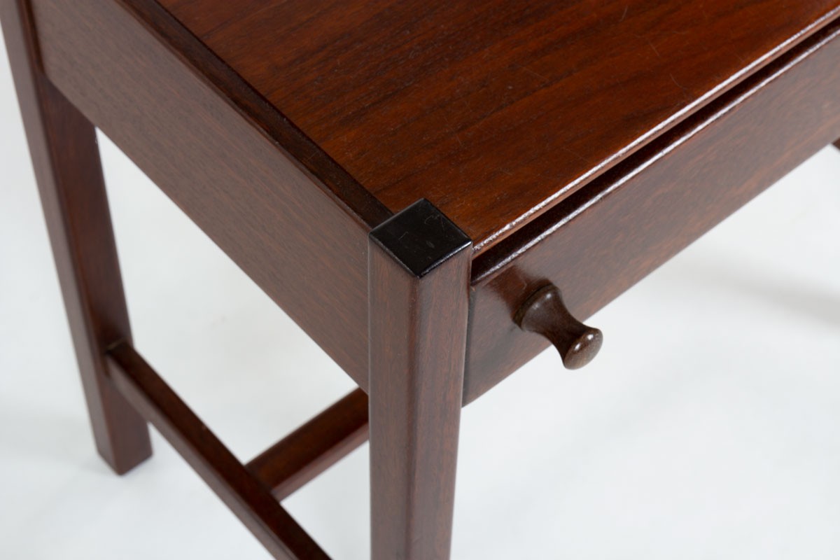 Pair of vintage mahogany bedside tables by Jacques Hauville for Roche Bobois, France 1950s