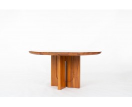 Table de repas ronde Luigi Gorgoni en orme édition Roche Bobois 1980