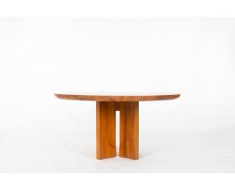 Table de repas ronde Luigi Gorgoni en orme édition Roche Bobois 1980