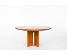 Table de repas ronde Luigi Gorgoni en orme édition Roche Bobois 1980
