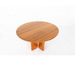 Table de repas ronde Luigi Gorgoni en orme édition Roche Bobois 1980