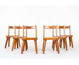 Chaises en orme design brutalist esprit chalet 1950 set de 6