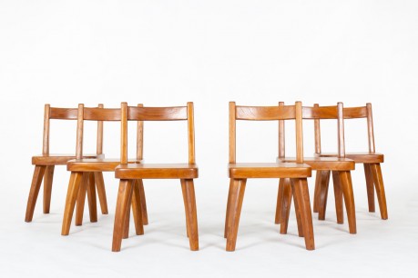 Chaises en orme design brutalist esprit chalet 1950 set de 6