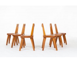 Chaises en orme design brutalist esprit chalet 1950 set de 6