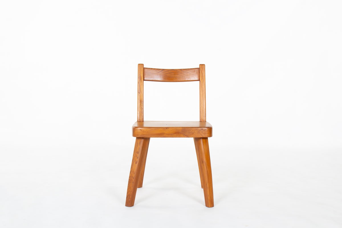 Chairs in elm design brutalist chalet spirit 1950 set of 6