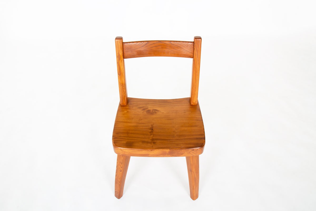 Chairs in elm design brutalist chalet spirit 1950 set of 6