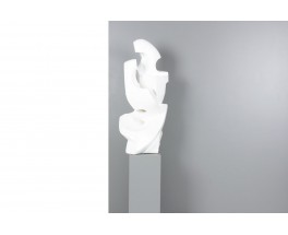 Sculpture en plâtre lumineuse grand modèle signé M. Reollon 1981