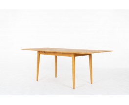Table de repas rectangulaire en frêne – Design René Jean Caillette, éditée par Charron 1950